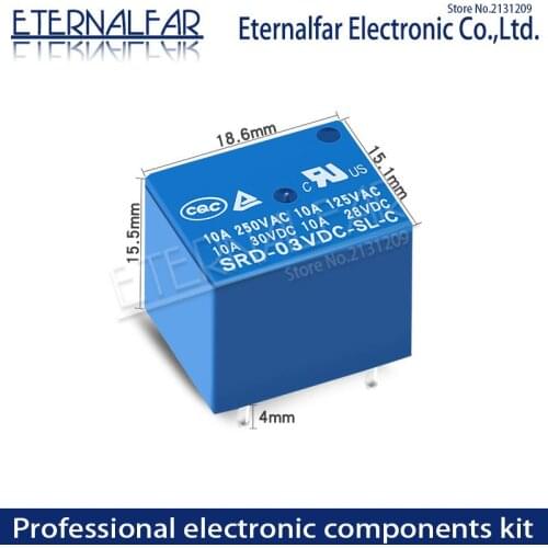 Time Relays SRD-12VDC-SL-A 5V 6V 9V 12V 24V 48V DC 10A 125V 250V AC SPDT NO Typc A 4PIN SPDT B-M Typc C 5PIN PCB T73