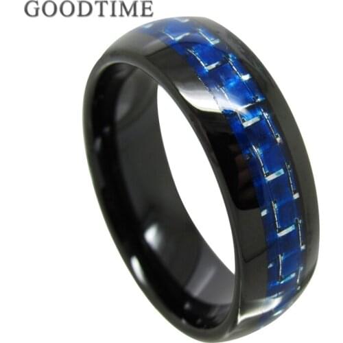 Luxury Men Tungsten Carbide Rings Engagement Wedding Band For Male Party Black Blue Tungsten Ring Jewelry Accessories