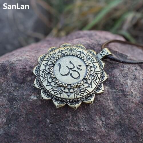 SanLan OM Yoga Mandala Pendant Necklace Spiritual meditation mindfulness amulet Sacred Geometry Necklaces 12PCS