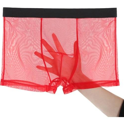 Sexy Men Seamless Underwear Pants Mens Ultra-thin Transparent Boxershorts Male Mid-rise Mesh Slips Homme Panties Boxer Shorts