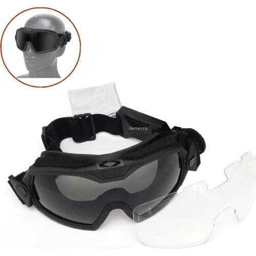 Military Airsoft Glasses Tactical Combat Anti-fog Goggles Outdoor UV Protection Hunting Wargame Glasses 2 Lens Shooting Goggles