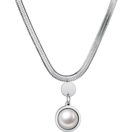 Pearl Choker Necklace Snake Bone Chain Jewelry For Women Female Fashion Simple Unique Handmade Jewelry Accessories XMAS Gifts