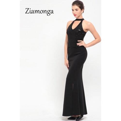 Ziamonga Elegant Summer Women Long Dress Sleeveless Sequin Sexy Evening Party Dresses Ukraine Maxi Wedding Party Dress C2688
