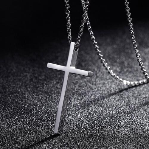 3 Size Simple Cross Silver Color Pendant Girl Short Long Chain Necklaces Jewelry For Women Wholesale
