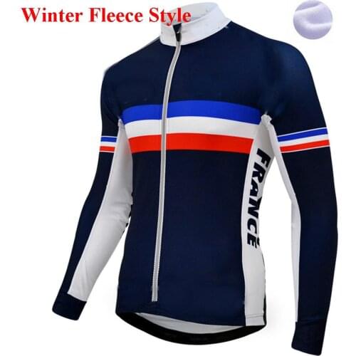 WINTER FLEECE THERMAL Long Cycling Jerseys 2016 FRANCE NATIONAL Team BLUE Mtb Long Sleeve Men Bike Wear Cycling Clothing