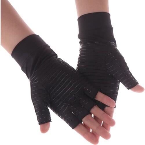 1Pair Hands Arthritis Gloves Women Men Grip Arthritis Copper Fiber Pain Therapy Joint Compression Relief Hand Circulation Gloves