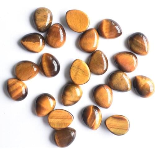 2020 Hot sell top quality natural tiger eye stone drop CAB CABOCHON 8x10mm beads for jewelry making 50pcs/lot Wholesale free