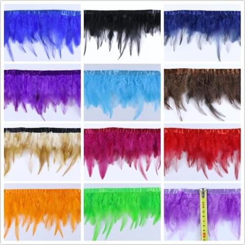 28 Colors 1 Meter Width 4-6 Inches Fancy Dyed Colorful Chicken Cock Rooster feather Lace Trim Fringe Trimming For Dresses