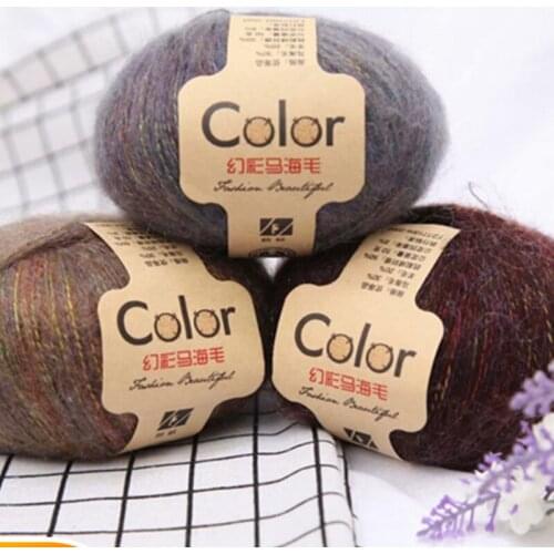 5 PCs Medium and fine magic mohair hand-woven pony sea Angola plush hook scarf coat wool line