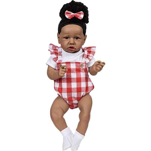 60CM Bebe Doll Reborn Baby 24inch American Black Baby Children Toddler Full Body Silicone Girl Reborn Doll With Summer Clothes