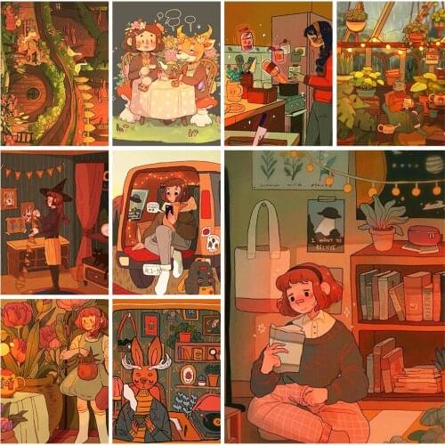 5D Diy New Diamond Painting Hand-painted Cartoon Illustration Rhinestone Inlaid Embroidery Home Craft Decorative Painting