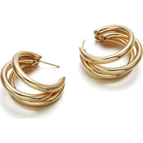 Golden Big hoop Earrings Korean Geometry Metal Gold Earrings For women Female Retro Drop Earrings 2020 Trend Fashion Jewelry