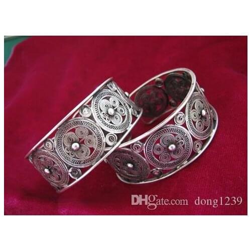 Miao bracelet handmade traditional whit butterfly silk copper bracelet