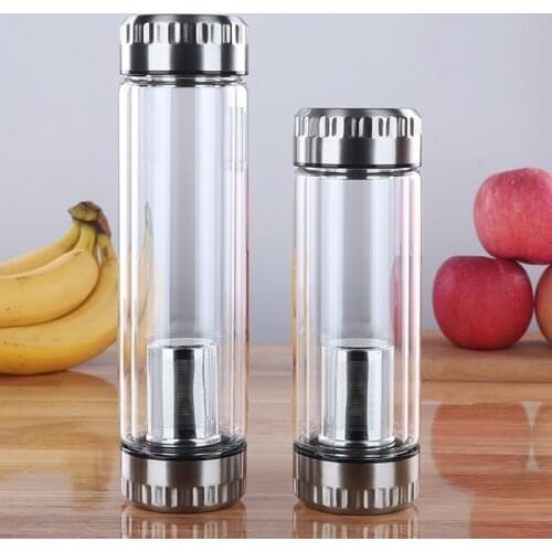 Double Wall Borosilica Glass Water Bottle Infuser Filter Puer Tea Brief Teacup Car Tour Outdoor Creative Carafe Drinkware Gift