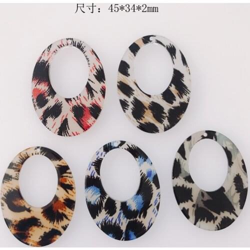 DIY handmade jewelry temperament hollow leopard oval resin pendant earrings accessories