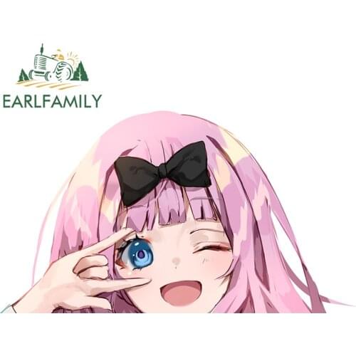 EARLFAMILY 13cm x 7.2cm for Kaguya Sama Winking Girl Vinyl Car Stickers Laptop Surfboard JDM Decal Waterproof Graffiti Graphics