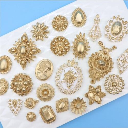 European gem turn sugar silicone mold diy baking cake retro decorative chocolate mold drip mold