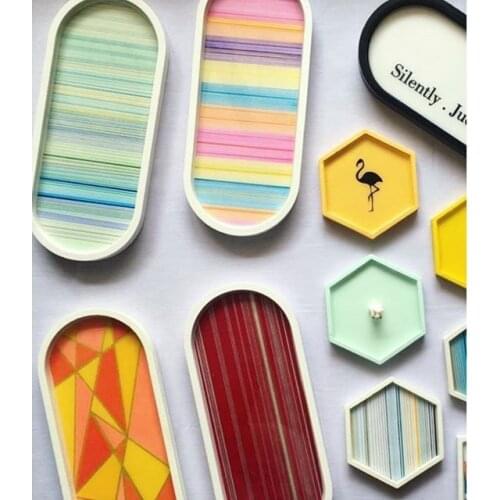 Oval Concrete Coaster Mold Round Square Silicone Tray Molds Cement jewelry tray Molds Concrete homewares Molds