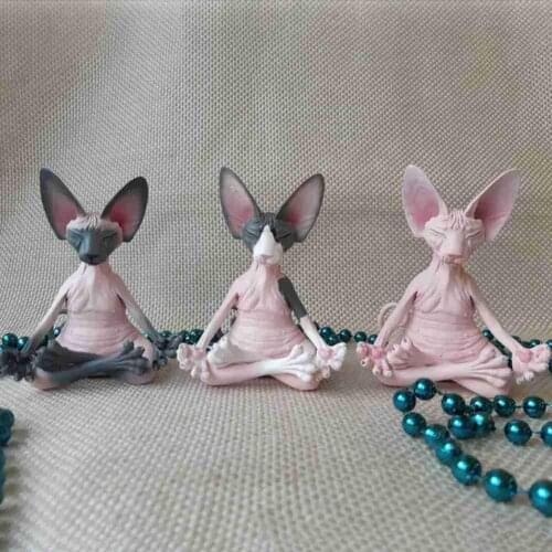 Foss Sphinx Cat Statue Gardening Resin Ornament Meditation Cat Decoration Garden Art Sculpture