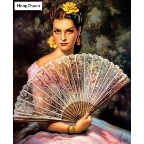 New "retro woman" 5D DIY round/square diamond painting mosaic housewife handicraft cross stitch home decoration mural gift