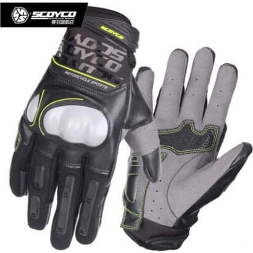2018 New SCOYCO Summer Breathable Drop Shell Motorcycle Riding Gloves PU Leather Wearable Non-slip Reflective Motorbike glove