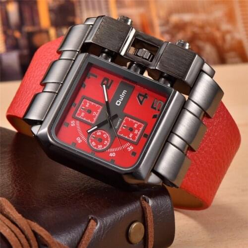 Oulm 3364 Fashion Square Dial Wide Strap Mens Quartz Watch Luxury Brand Male Clock Super Big Men Watches montre homme