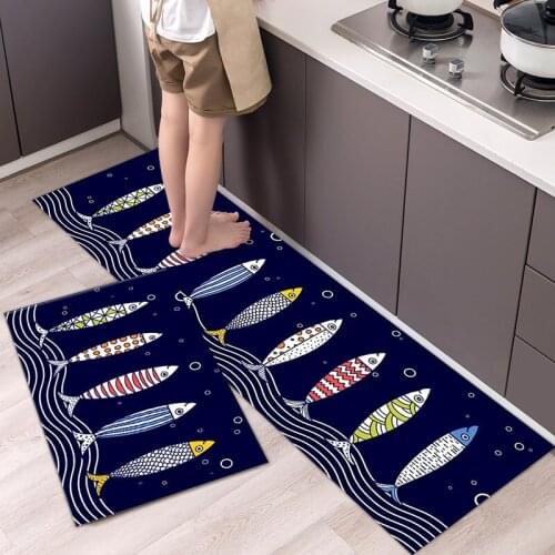 Fashionable Simple Nordic StyleWaterproof Kitchen Floor Mat Household Carpet Long Strip Door Mat Modern Home Decor