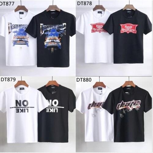 Genuion DSQUARED2 Men O-Neck Short Sleeve T Shirt Locomotive Letter Print Cotton Casual dsq2 T-Shirt m-3xl