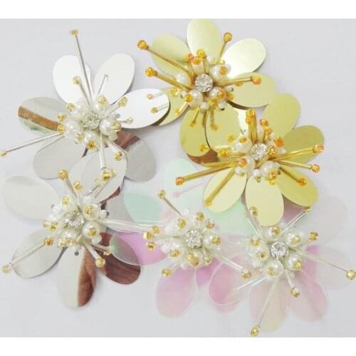 Handmade nail beaded flower pattern patch diy garment shoes cap bag 3D sequined patch socks hair accessories