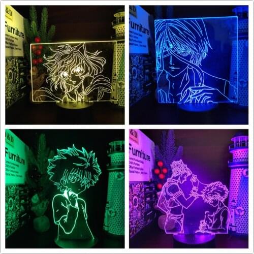 3D Night Lamp Anime Hunter X Hunter Led Touch Sensor Light Kid Bedroom Decoration Table Nightlight HXH Killua Hisoka Manga Gift