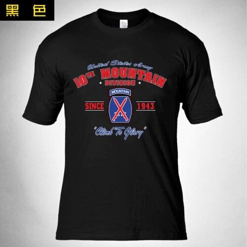 2019 New Summer O-Neck Tops Design US Army 10th Mountain Division Cotton shooter hiking t shirts hunting breathable clothing