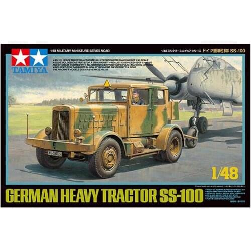 Original Plastic Tamiya Assembly Model 1/48 German SS-100 Heavy Tractor Military Truck Trailer Toy