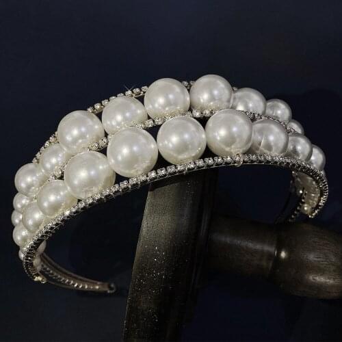 Bridal Wedding Headdress Wide Brim Crown Ladies Hair Accessories Bridal Wedding Accessories Pearl Headband Bridesmaid Gift