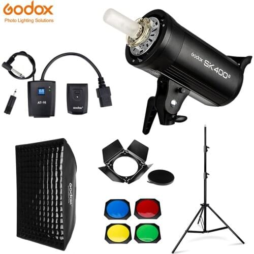 Godox SK400II 400Ws GN65 Professional Studio Flash Strobe + 2.8m Light Stand + 60x90cm Softbox + Trigger + Barn Door Kit