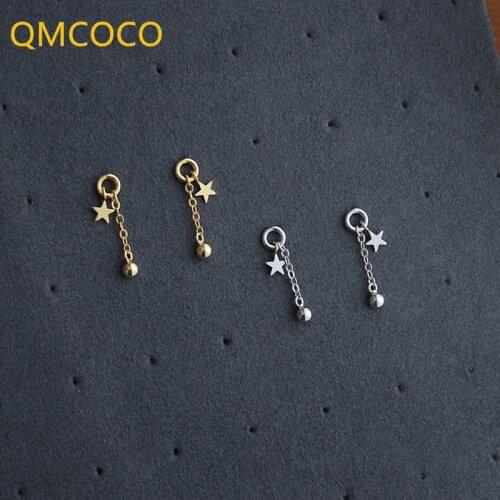 QMCOCO 925 Silver Simple Fashiona Five-pointed Star Earrings For Women Birthay Party Jewelry 2021 New Trendy Ear Ornaments