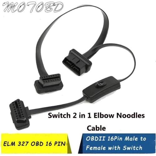 35CM OBD 2 Splitter Extension 1 to 2 with Switch Y Cable Male two Port To Female ELM327 Auto Diagnostic Scanner Tool for Any Car
