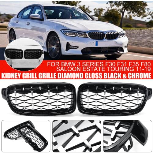 Pair Diamond Style Front Kidney Grille Grilles For BMW F10 F11 F18 09-16/E81 E82 E87 E88 07-13/F30 F31 F35 11-19/E92/93 10-15