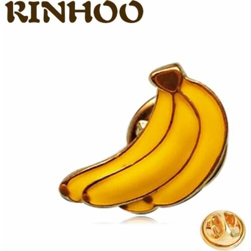 RINHOO Summer New Banana Brooch Fruit Brooches Yellow Enamel Badge Lapel Pin Cute Fruit Brooch Girl Shirt Bag Jackets Jewelry