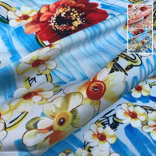Luxury Brand 100% Polyester Twill Chiffon Printed Fabric Thin See-through Clothing Shirt Cloth Fabrics for Dress Per Meter
