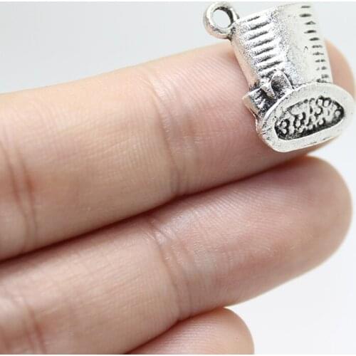 Yamily 12pcs/19*12mm alloy Antique Silver alice mad hat charms Accessories for necklace,earring bracelet jewelry DIY handmade