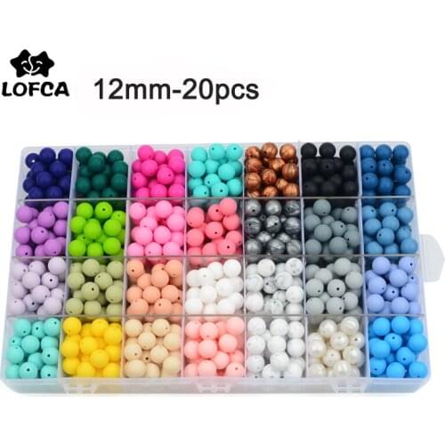 LOFCA 12mm 20pcs Baby Teether Silicone Beads DIY Chewable BPA Free Baby Molar Accessories Toy