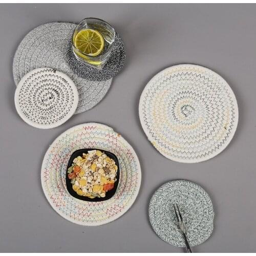 Different Clour Japan round table mat Anti Slip Drink Coasters Insulated Solid Placemats Linen Non Slip Ramie Mat Kitchen Tool