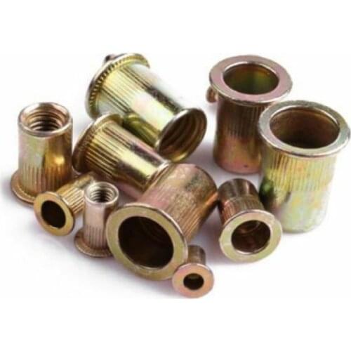 120 pcs Carbon Steel Rivet Nuts Carbon Steel M5 M6 M8 M10 Flat Head Rivet Nuts Set Hardware Parts