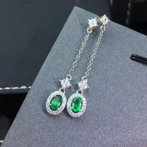 PROCOGEM Natural Emerald Stud Earrings for Women Weddings More Genuine Gemstones 925 Sterling silver Fine Jewelry #Q801