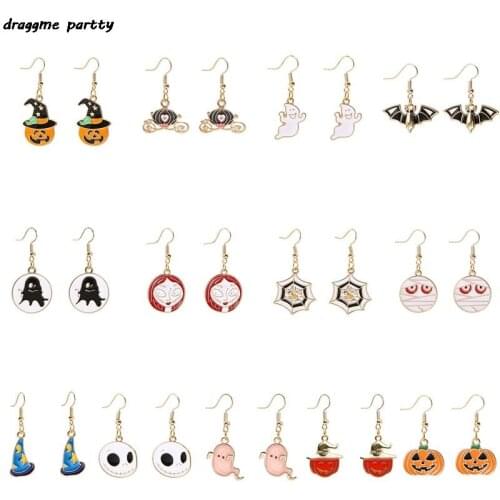 Scary Halloween Pumpkin Monster Ghost Clown Oil Drop Earrings For Women Halloweens Party Accessories Funny Jewelry Gifts