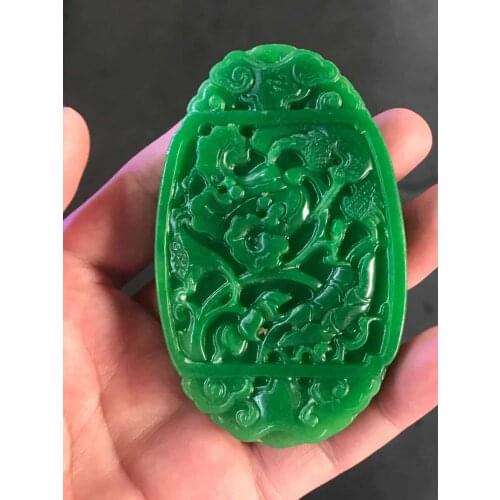 Natural Myanmar A green jade pendant two side handcarved fish jade necklace women pendants jade jewlelry