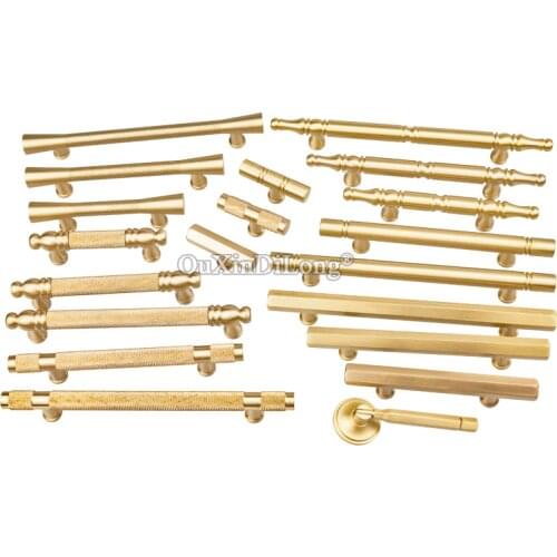 1PCS Knurled/Textured Light Luxury Brass Wardrobe Drawer Door Cabinet Handle Golden Furniture Knobs Hardware Pulls GF507