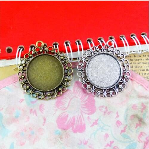 10pcs 25mm Inner Size Antique Silver Color Antique Bronze Plated Base Setting Charms Pendant