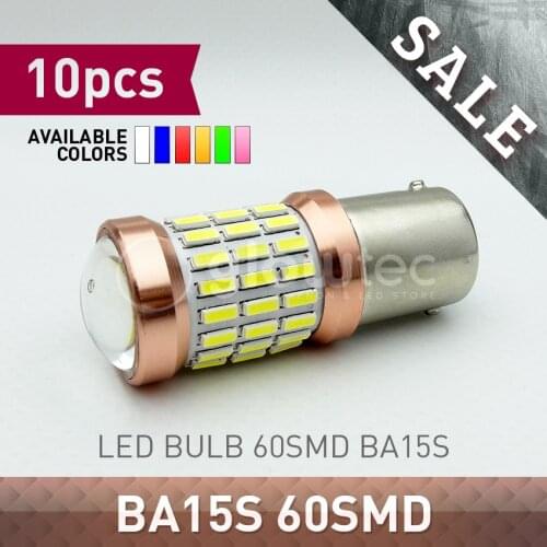 10pcs Ba15s 60 SMD Super Bright Car lights White LED 60SMD 4014 1156 Ba15s S25 P21W Light Bulb GLOWTEC