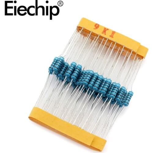 100pcs/lot 0.5W 1 ohm 1% Metal film resistor 1/2W resistance 9.1K Electronic resistors